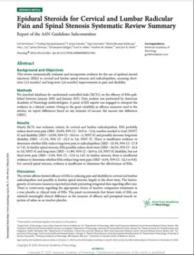 Neurology Epidural Steroids for Cervical and Lumbar Radicular Pain