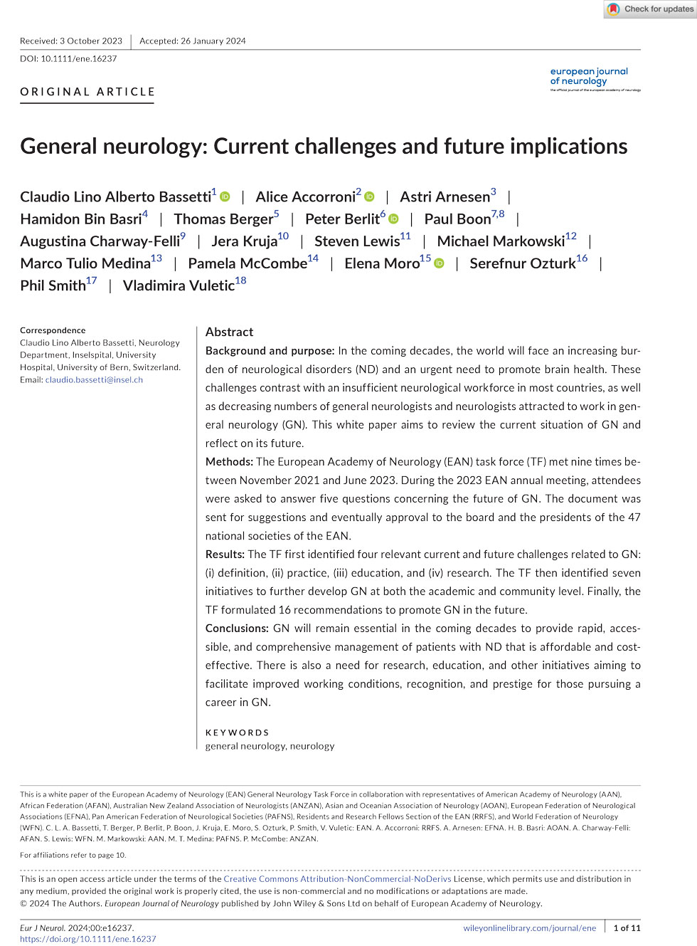 Euro J of Neurology 2024 General neurology Current challenges and future implications