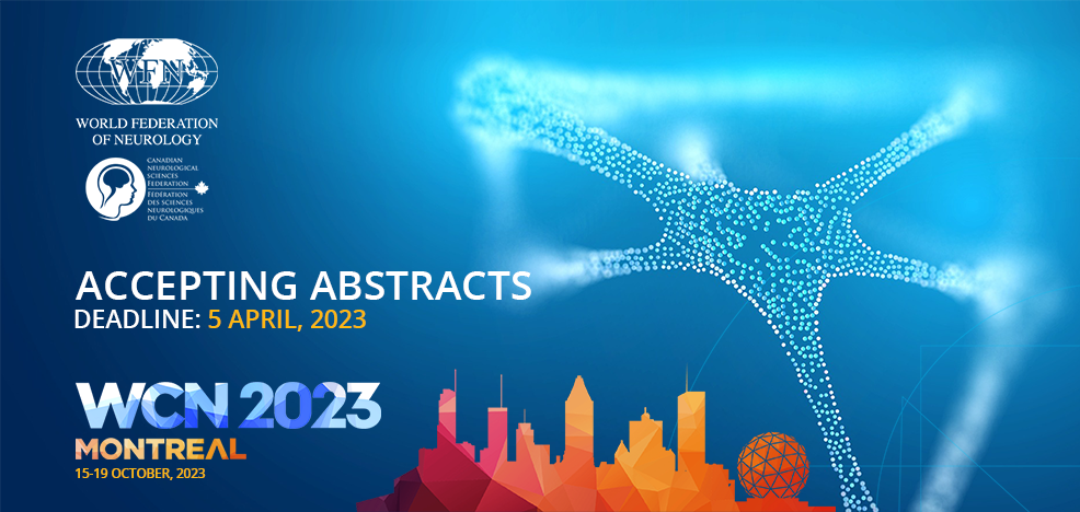 WCN23 Abstract Submission is now open: Abstract Submission - WCN 2023 (wcn-neurology.com)