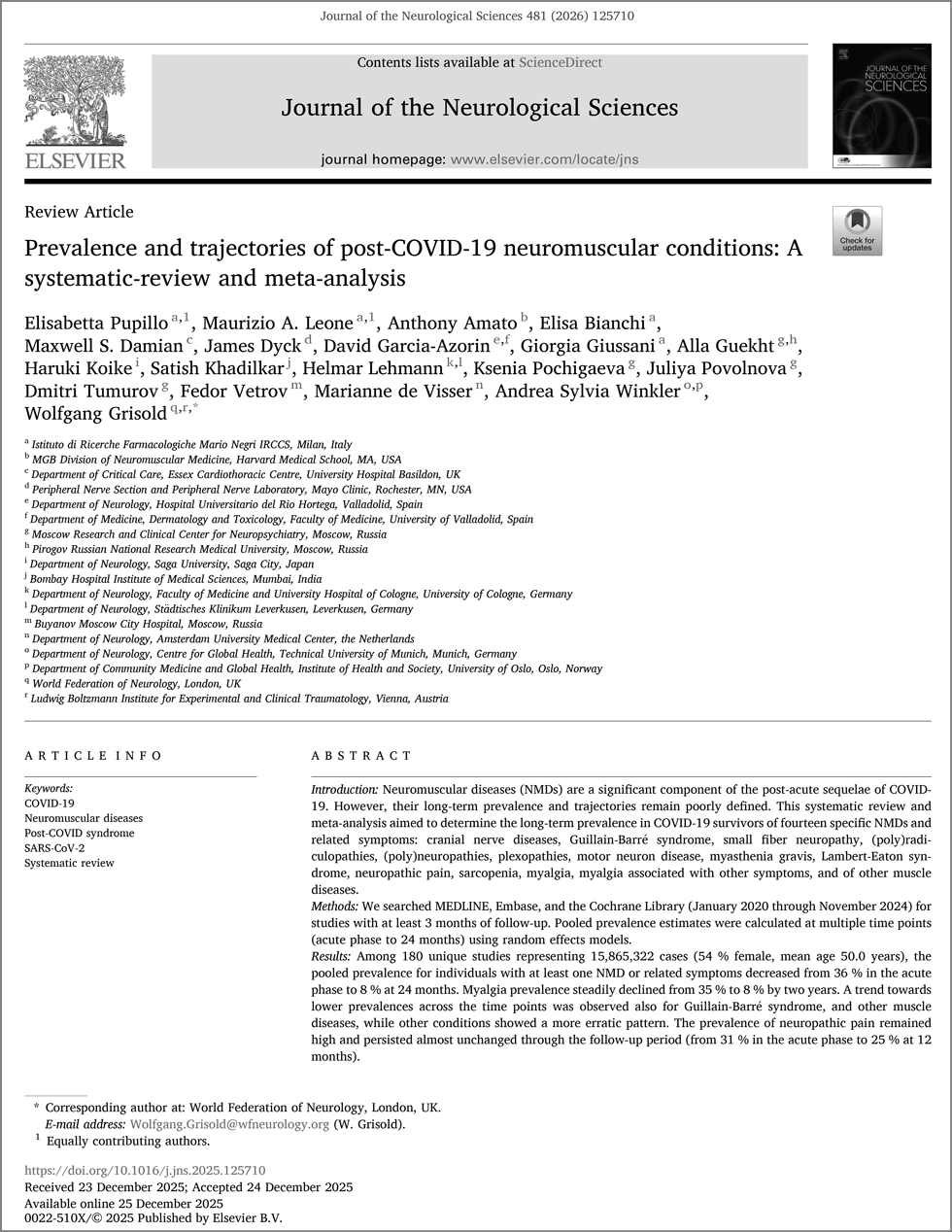 Prevalence And Trajectories Of Post COVID 19 Neuromuscular Conditions
